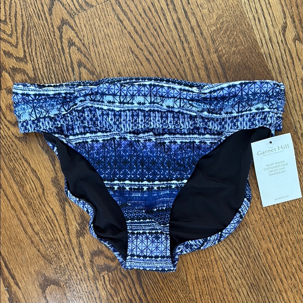 Garnet Hill Navy Geometric Bikini Bottom